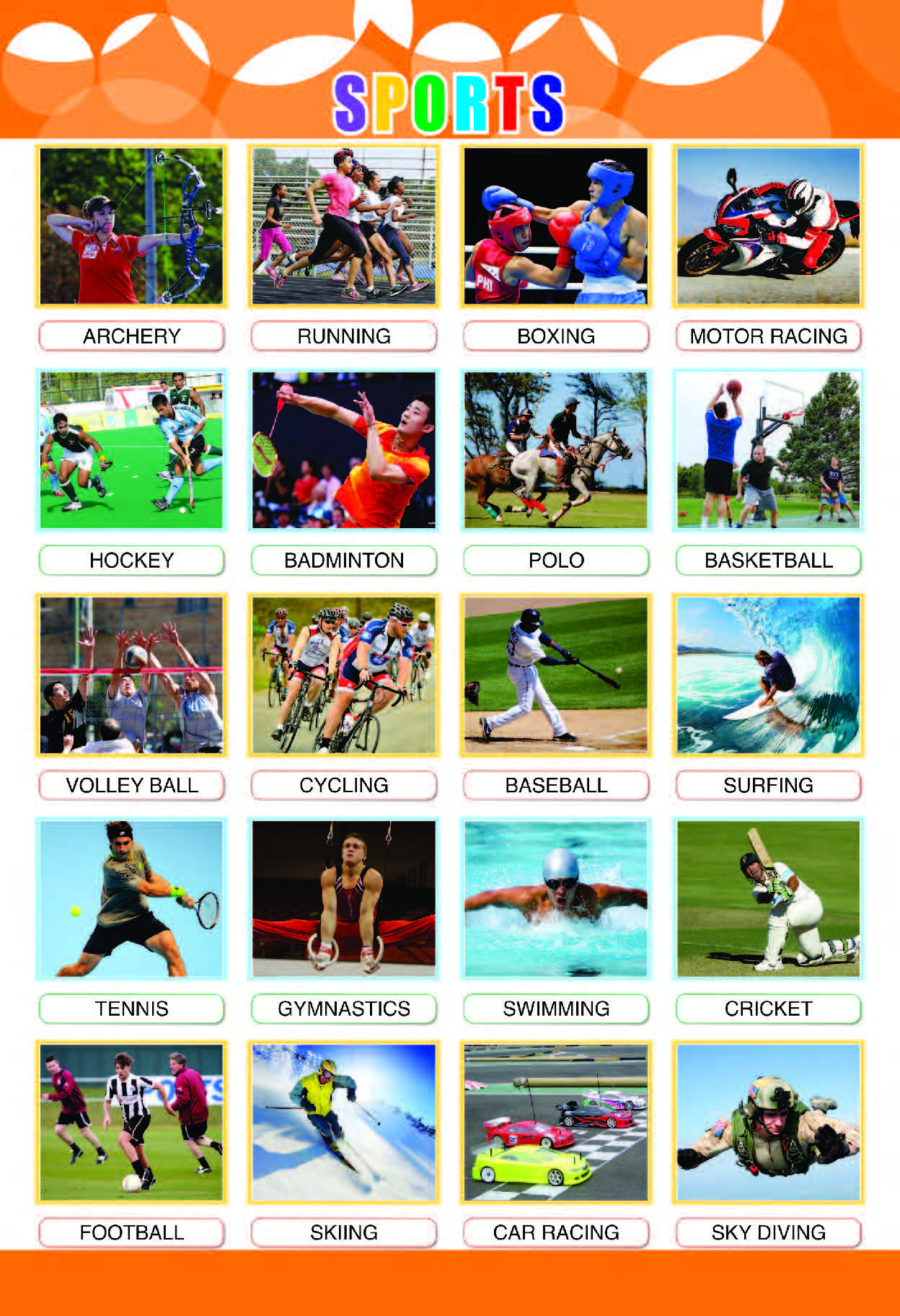 Sports Chart for Kids