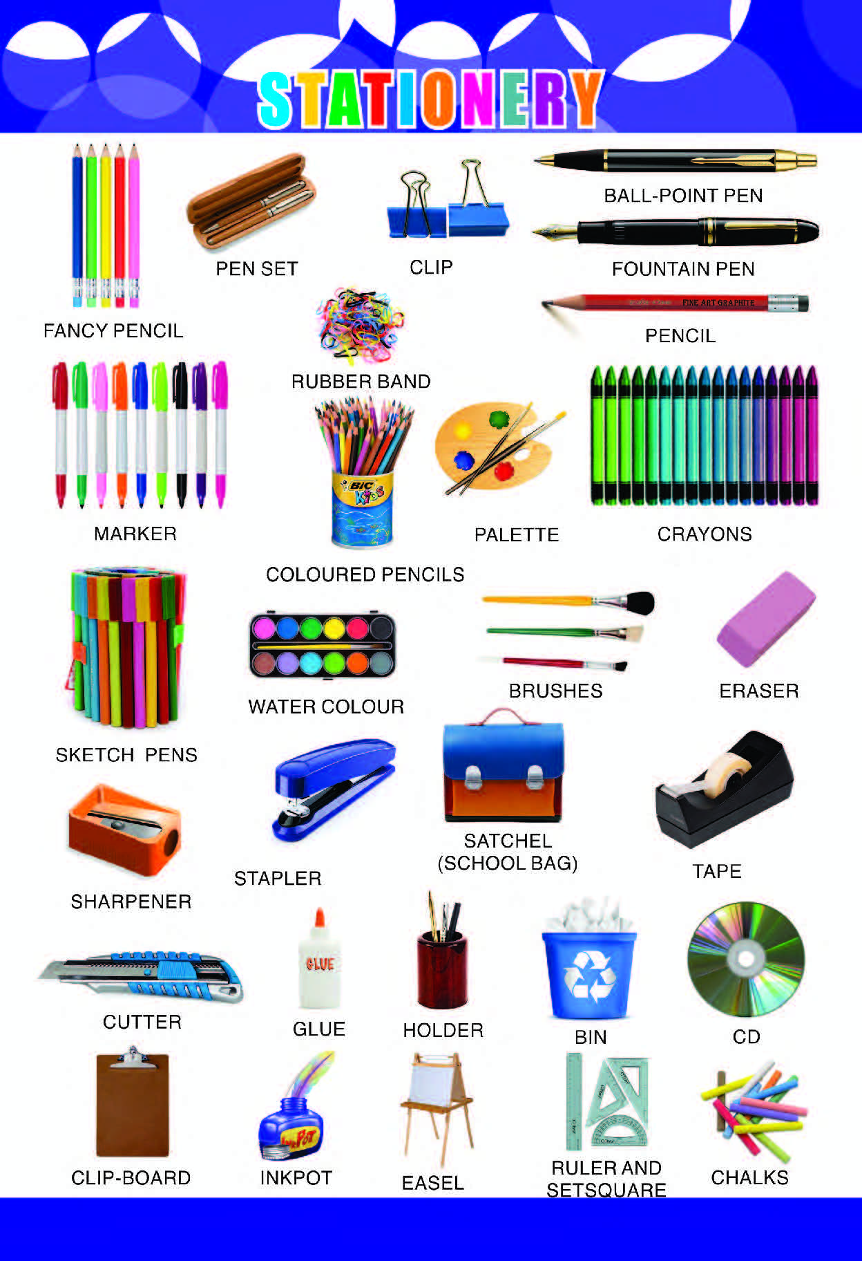 Stationery Chart for Kids