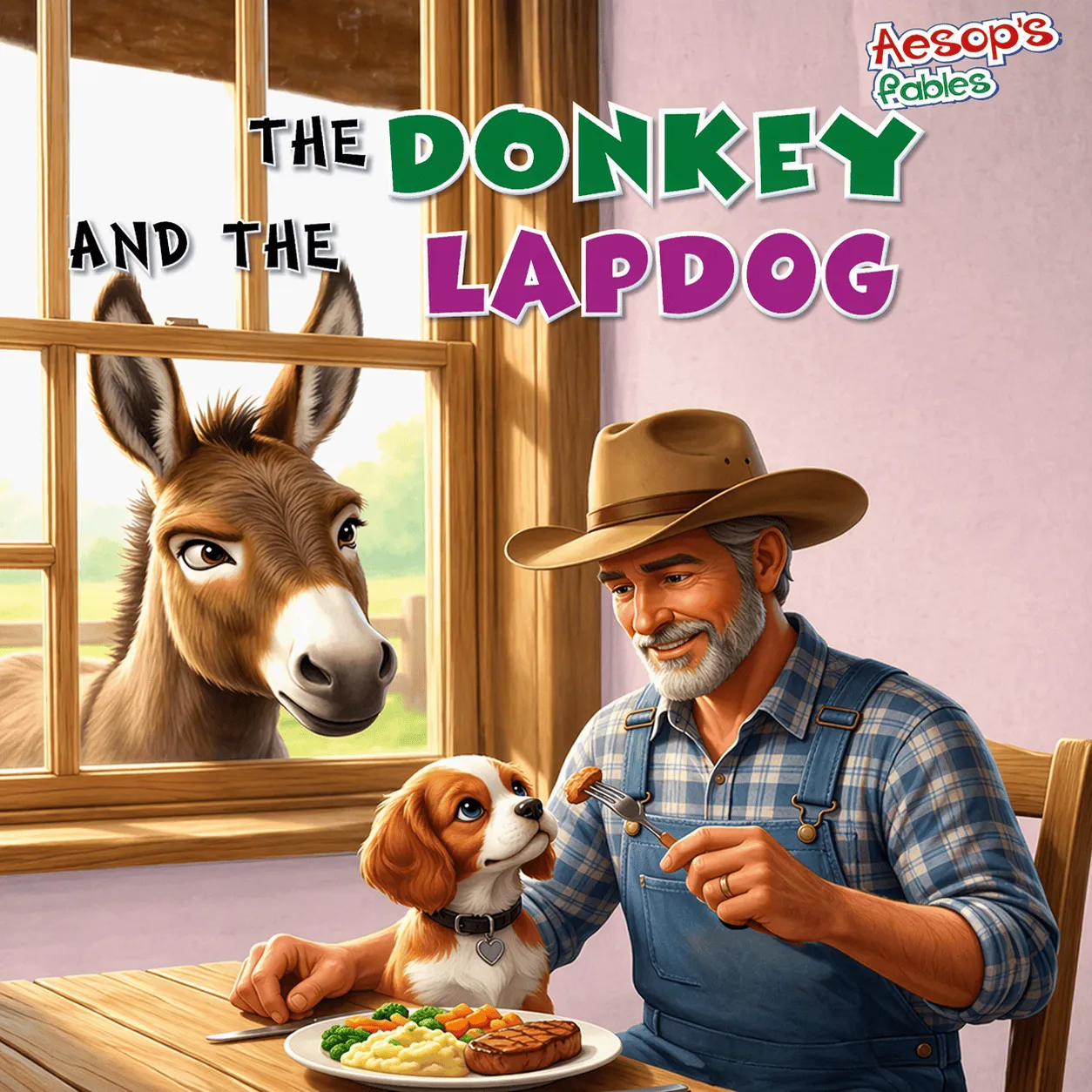 The Donkey and the Lapdog A Classic Aesops Fable Storybook for Kids