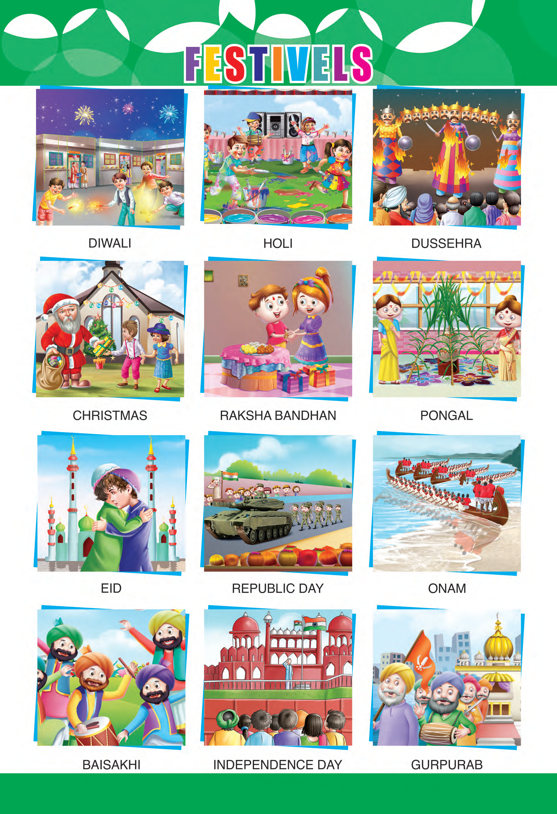 Festivals of India Chart for Kids