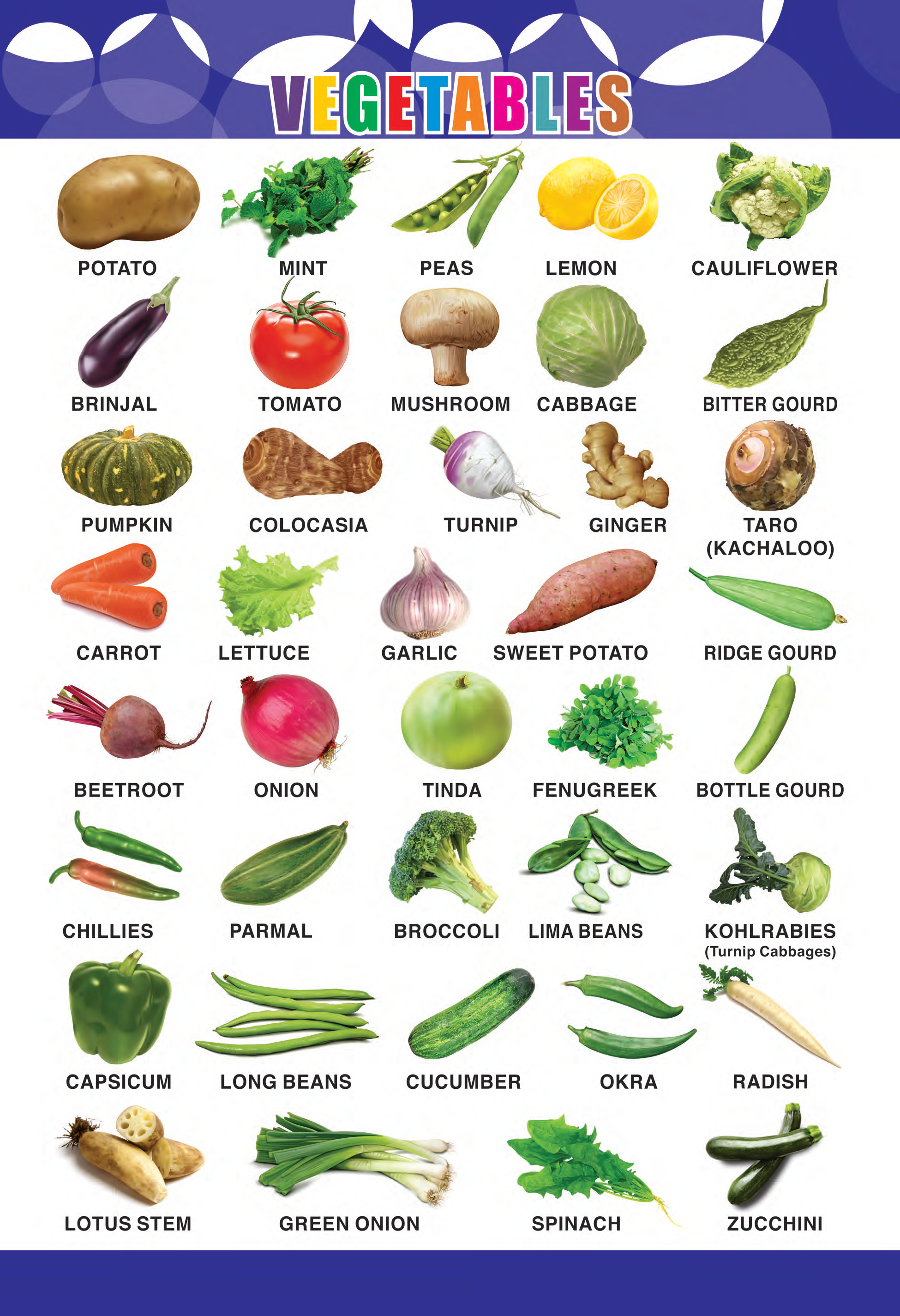 Vegetables Chart for Kids