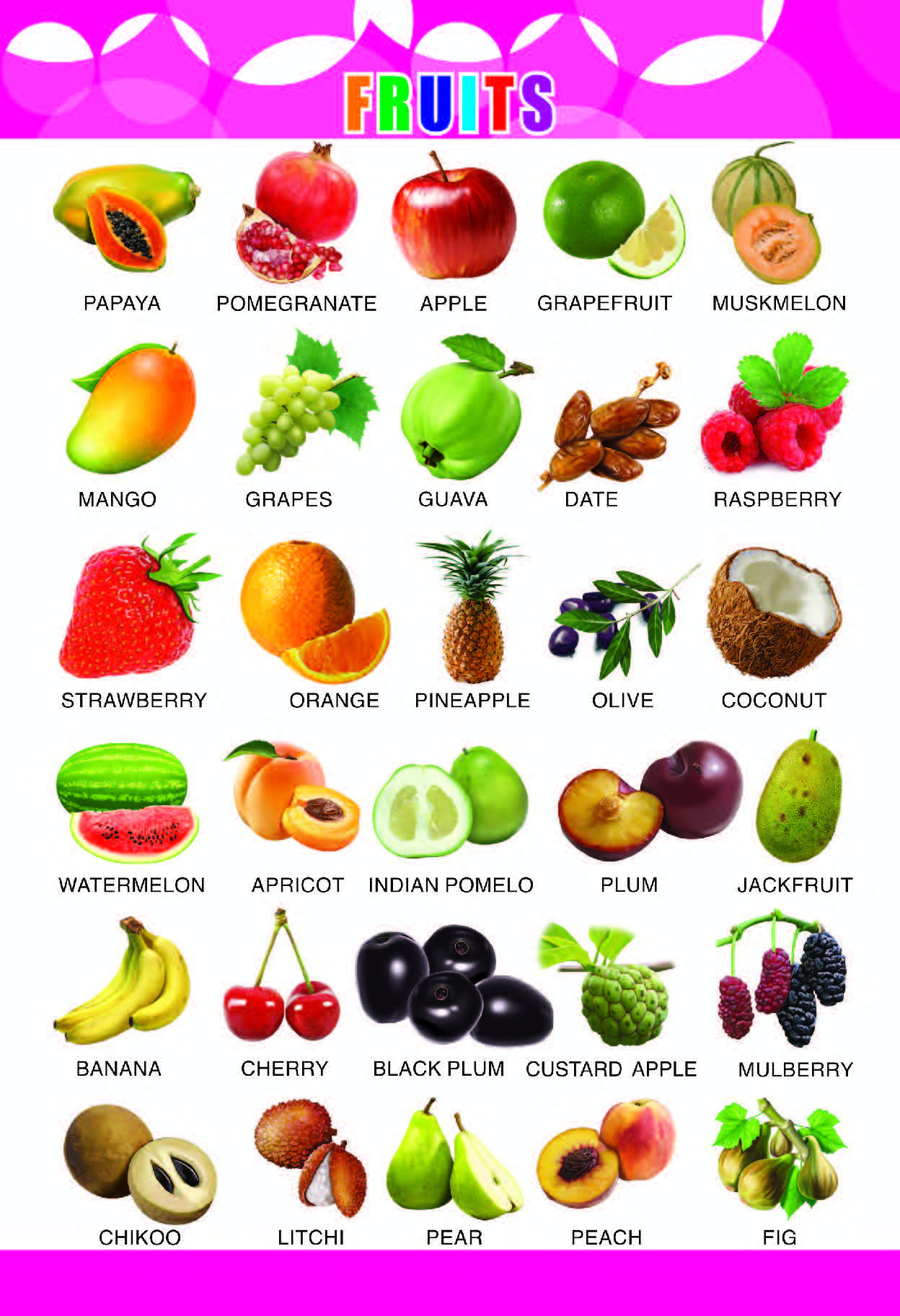 Fruits Chart for Kids