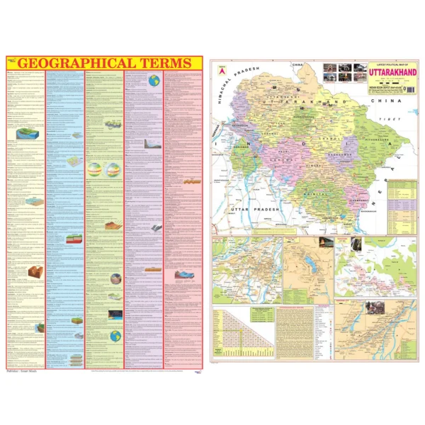 Uttarakhand Map Combo (Set of 2) | Geography Map & Terms Chart
