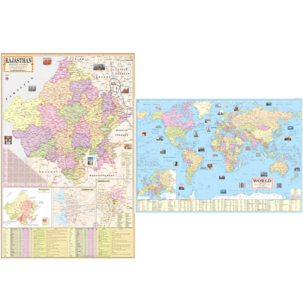 Rajasthan & World Map Combo (2) | Road & Political